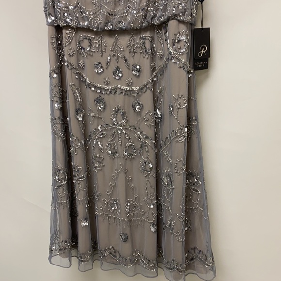 Adrianna Papell beaded sleeveless blouson cocktail dress - Picture 8 of 9
